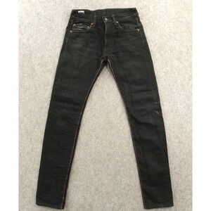 Momotaro Jeans Mens 28 Black Selvedge Denim 0306-3 Slim Tapered Mid Rise Button